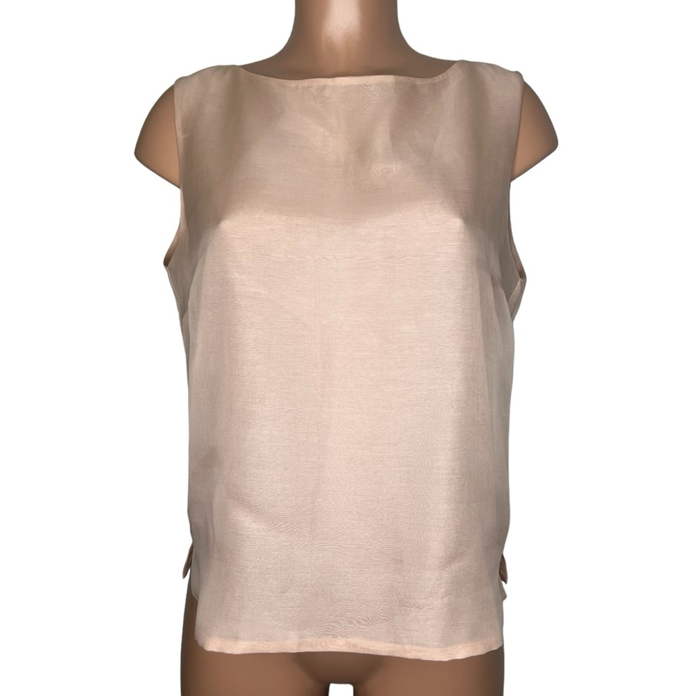 Lafayette 148 New York Double Layer 100% Silk Sleeveless Blouse